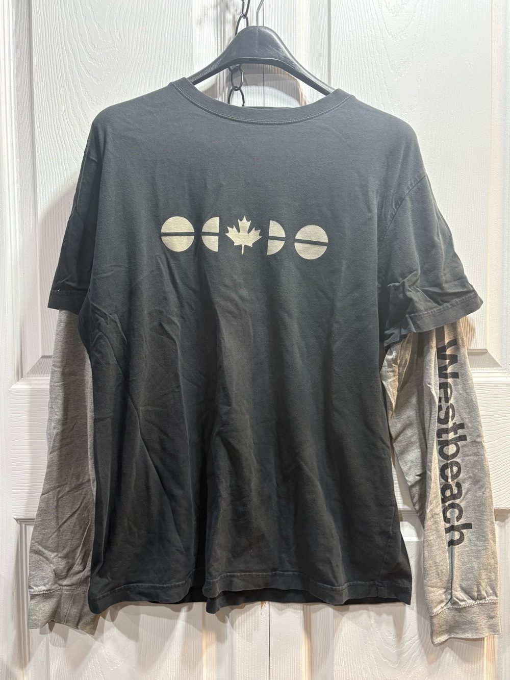 Westbeach Black Long-Sleeve Layered Graphic Men's Shirt with Maple Accent